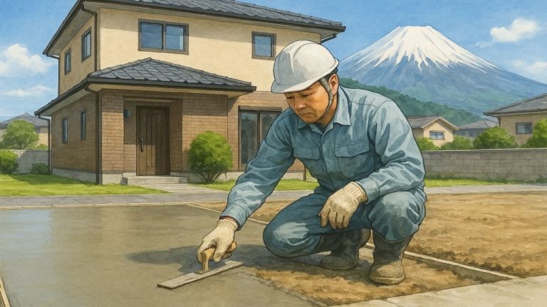 富士市の外構や庭に土間コンクリートを施工した画像