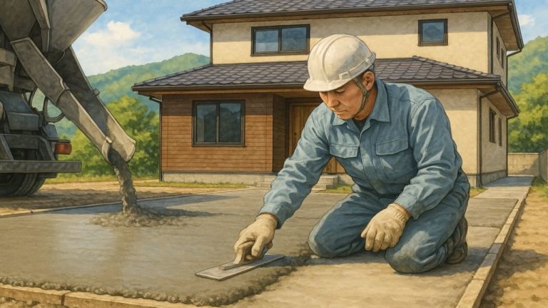 福井県の外構や庭に土間コンクリートを施工した画像