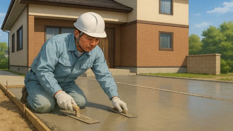福島県の外構や庭に土間コンクリートを施工した画像