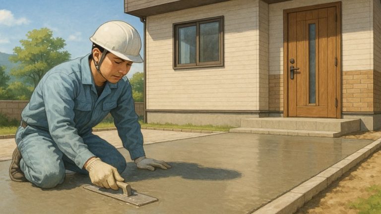 福山市の外構や庭に土間コンクリートを施工した画像