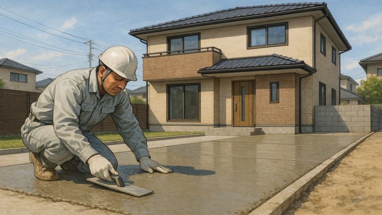 船橋市の外構や庭に土間コンクリートを施工した画像