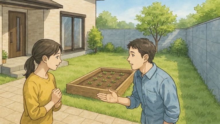 外構に家庭菜園スペースを確保した夫婦