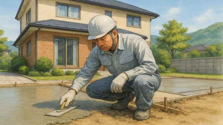 秦野市の外構や庭に土間コンクリートを施工した画像