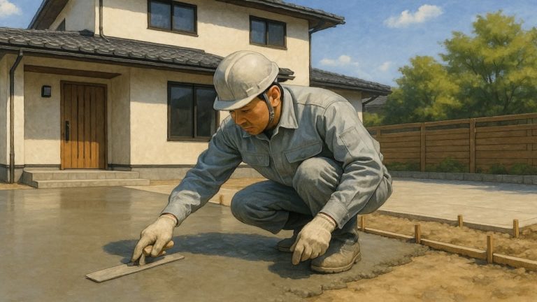 白山市の外構や庭に土間コンクリートを施工した画像