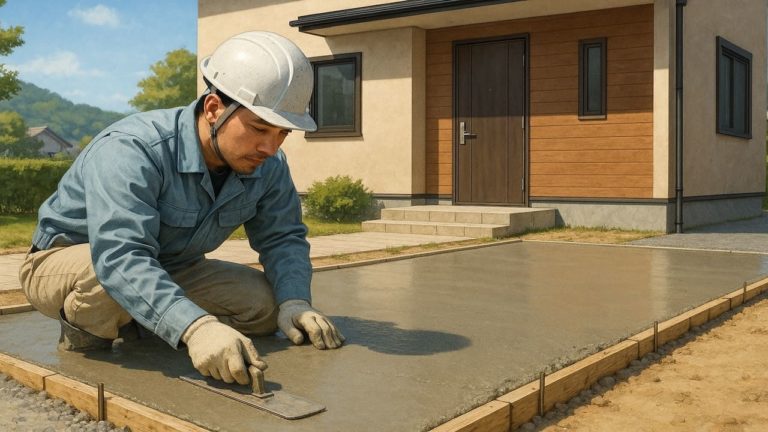 廿日市市の外構や庭に土間コンクリートを施工した画像