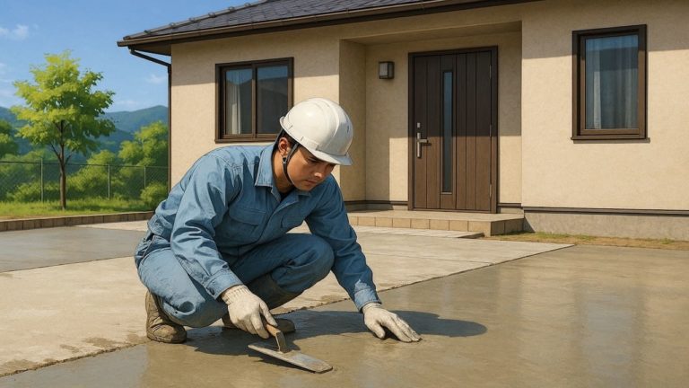 東広島市の外構や庭に土間コンクリートを施工した画像