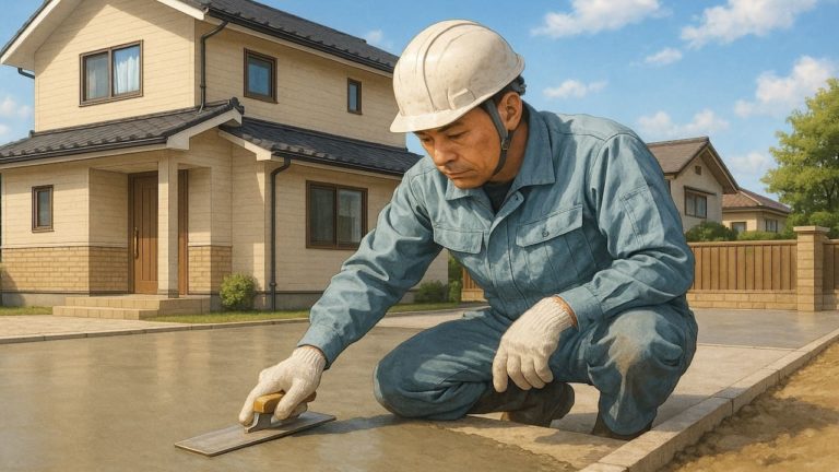 彦根市の外構や庭に土間コンクリートを施工した画像