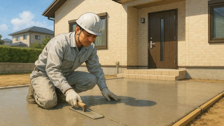 姫路市の外構や庭に土間コンクリートを施工した画像