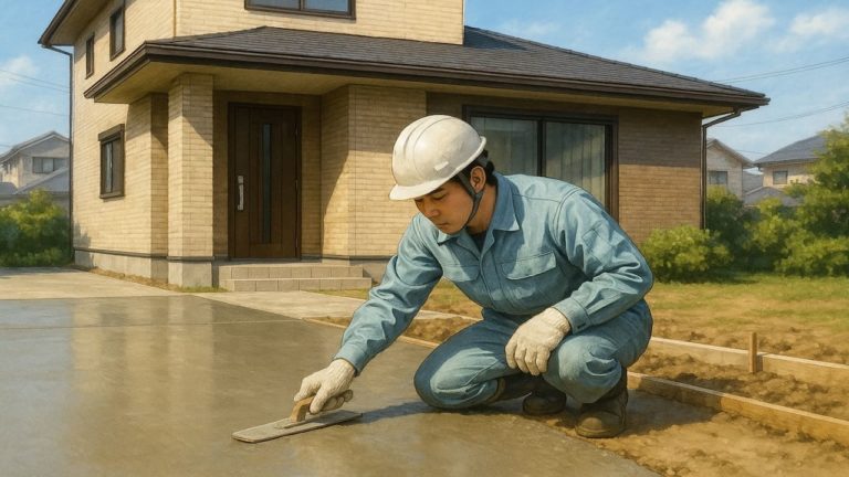 枚方市の外構や庭に土間コンクリートを施工した画像