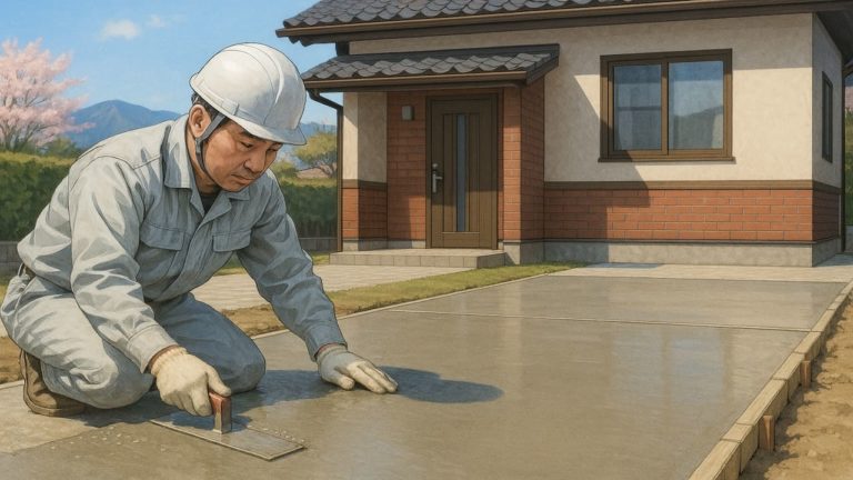 弘前市の外構や庭に土間コンクリートを施工した画像