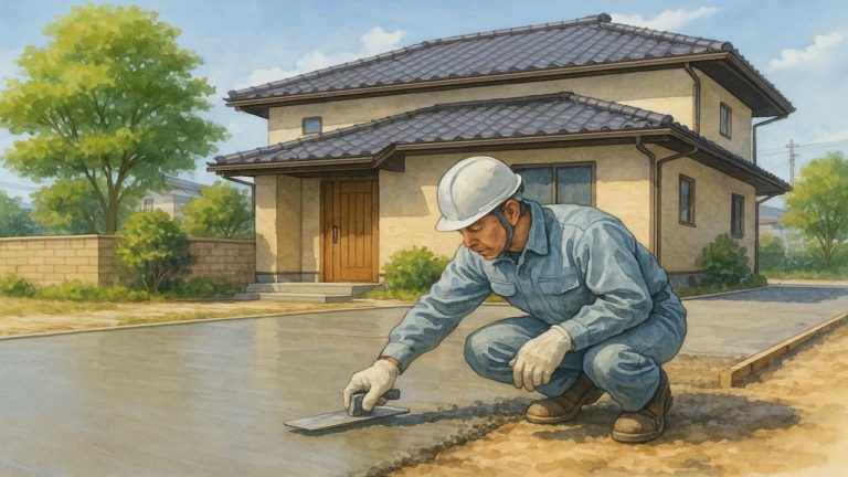 日立市の外構や庭に土間コンクリートを施工した画像