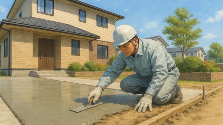 ひたちなか市の外構や庭に土間コンクリートを施工した画像