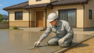 防府市の外構や庭に土間コンクリートを施工した画像