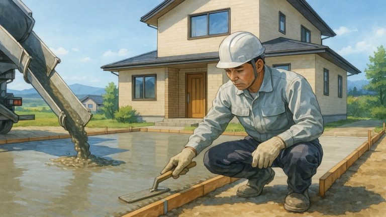 北海道の外構や庭に土間コンクリートを施工した画像