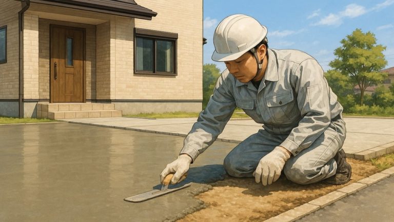 兵庫県の外構や庭に土間コンクリートを施工した画像