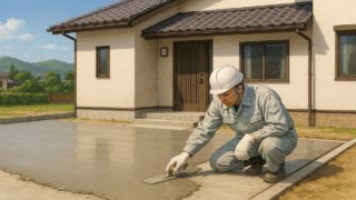 伊賀市の外構や庭に土間コンクリートを施工した画像