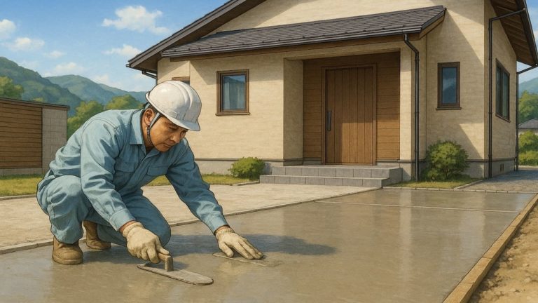 飯田市の外構や庭に土間コンクリートを施工した画像