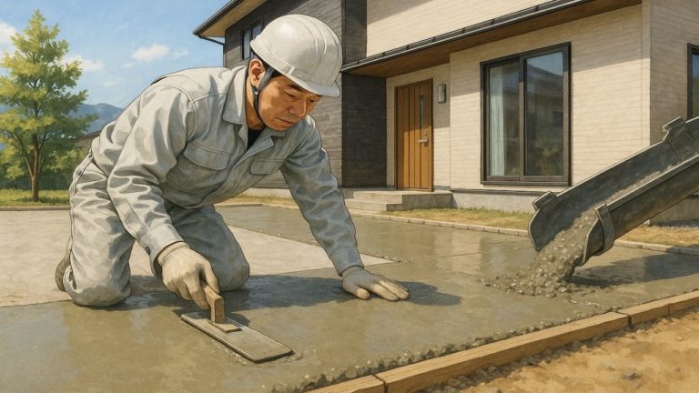 射水市の外構や庭に土間コンクリートを施工した画像