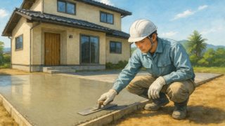 諫早市の外構や庭に土間コンクリートを施工した画像