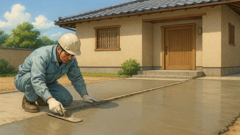 伊勢市の外構や庭に土間コンクリートを施工した画像