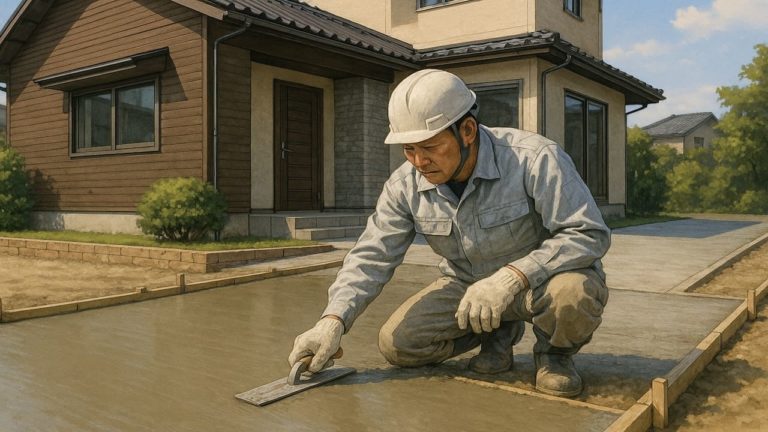 石川県の外構や庭に土間コンクリートを施工した画像