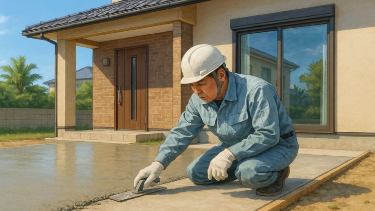 いわき市の外構や庭に土間コンクリートを施工した画像