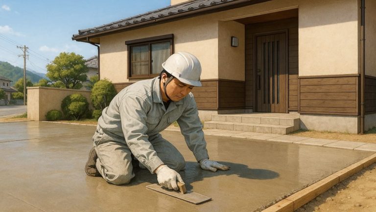 岩国市の外構や庭に土間コンクリートを施工した画像