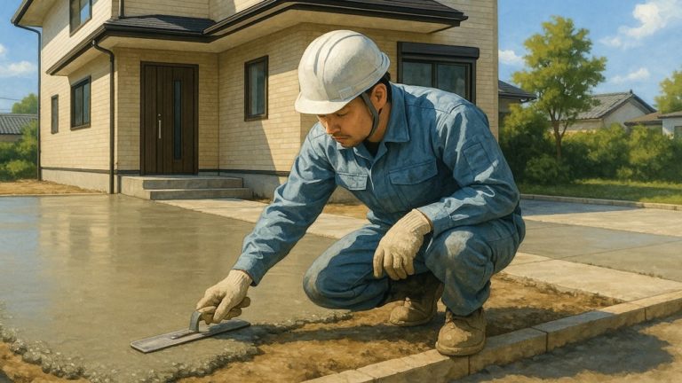 和泉市の外構や庭に土間コンクリートを施工した画像