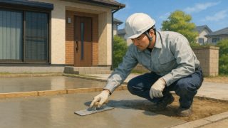 泉佐野市の外構や庭に土間コンクリートを施工した画像