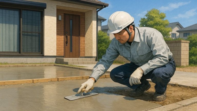 泉佐野市の外構や庭に土間コンクリートを施工した画像