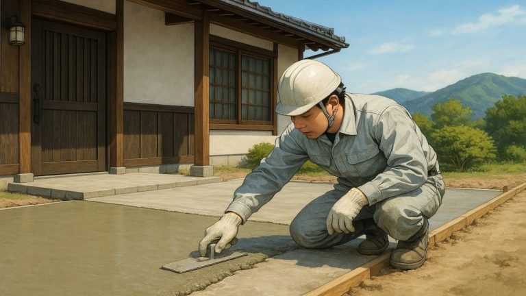 出雲市の外構や庭に土間コンクリートを施工した画像