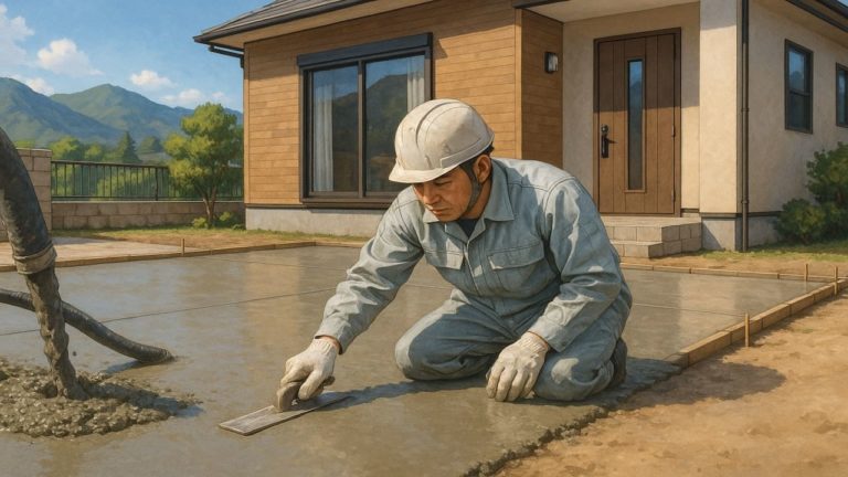 甲斐市の外構や庭に土間コンクリートを施工した画像