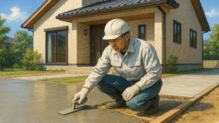 掛川市の外構や庭に土間コンクリートを施工した画像