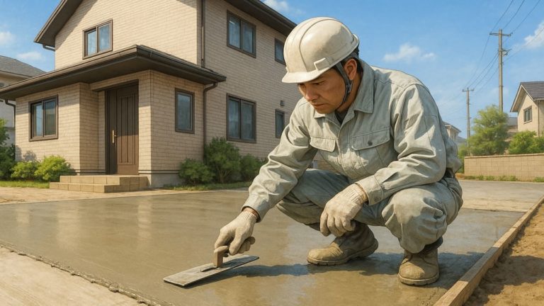 鎌ケ谷市の外構や庭に土間コンクリートを施工した画像