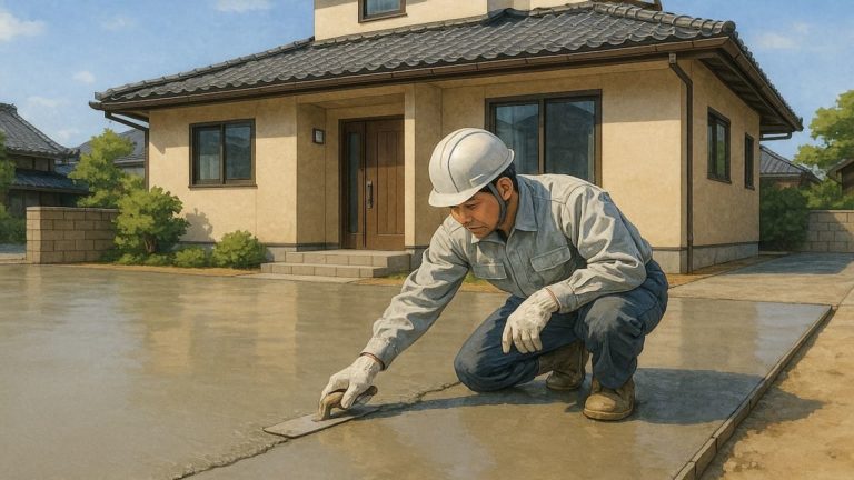 金沢市の外構や庭に土間コンクリートを施工した画像