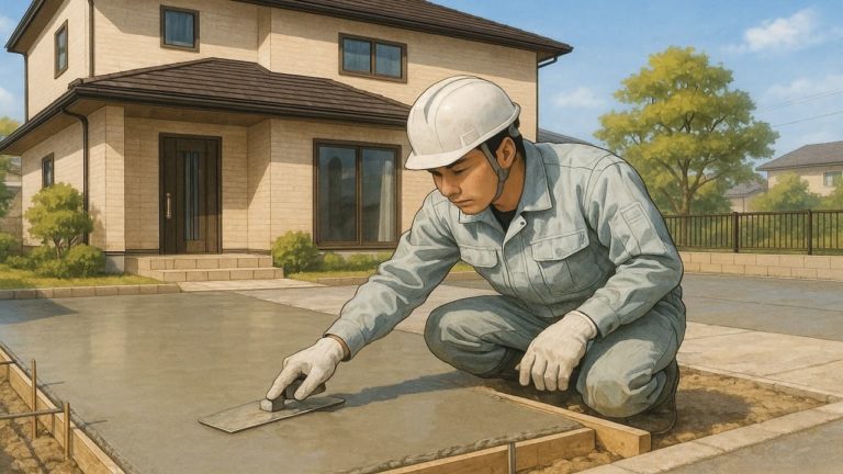 関西地方の外構や庭に土間コンクリートを施工した画像