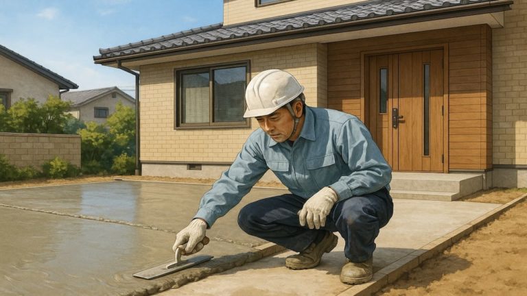 鹿沼市の外構や庭に土間コンクリートを施工した画像