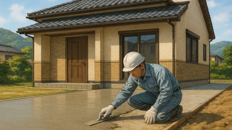 唐津市の外構や庭に土間コンクリートを施工した画像