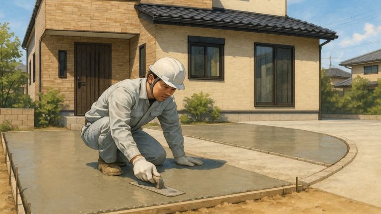 橿原市の外構や庭に土間コンクリートを施工した画像