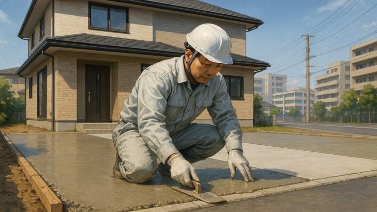 川口市の外構や庭に土間コンクリートを施工した画像