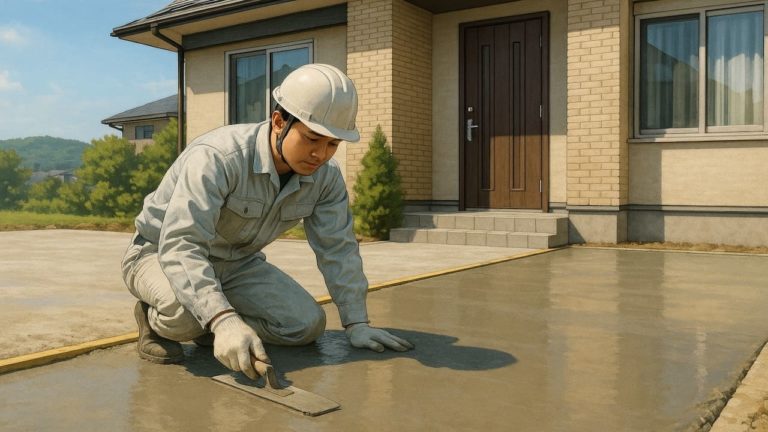 川西市の外構や庭に土間コンクリートを施工した画像