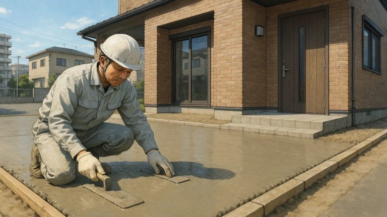 川崎市の外構や庭に土間コンクリートを施工した画像