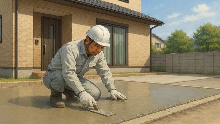 加須市の外構や庭に土間コンクリートを施工した画像