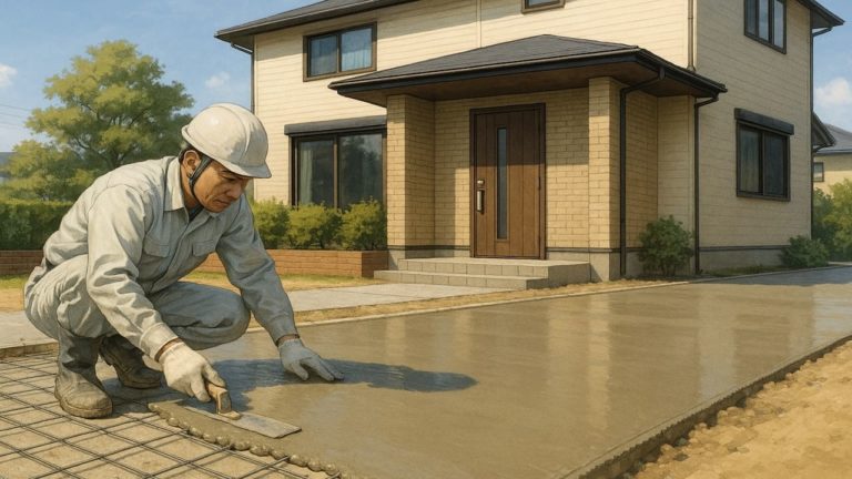 君津市の外構や庭に土間コンクリートを施工した画像