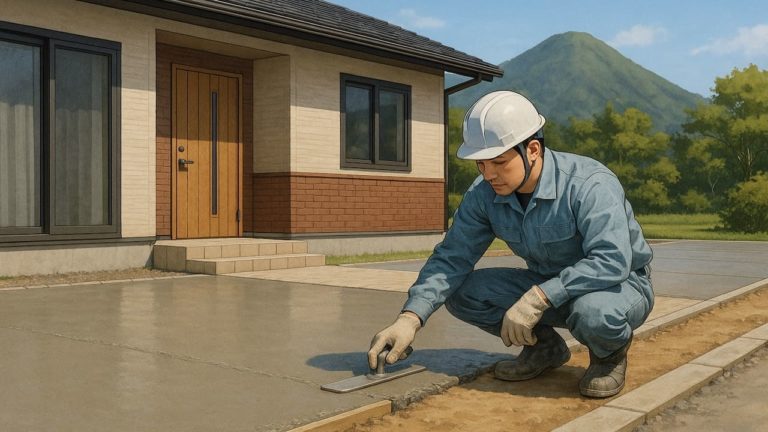 霧島市の外構や庭に土間コンクリートを施工した画像