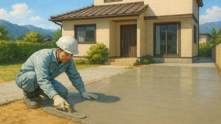 甲府市の外構や庭に土間コンクリートを施工した画像