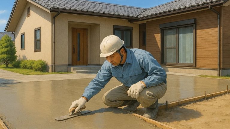 江南市の外構や庭に土間コンクリートを施工した画像