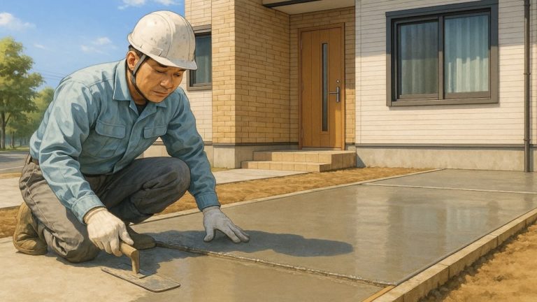 熊谷市の外構や庭に土間コンクリートを施工した画像