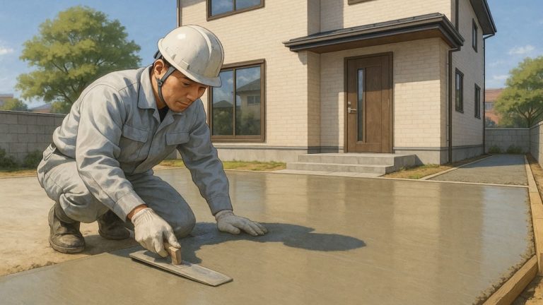 国立市の外構や庭に土間コンクリートを施工した画像