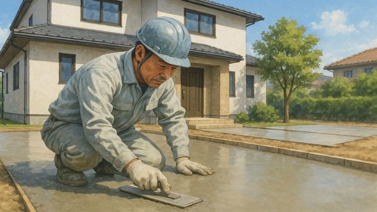 草津市の外構や庭に土間コンクリートを施工した画像